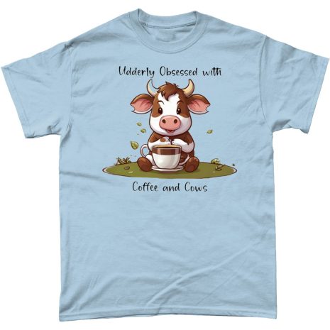 Udderly Obsessed with Coffee and Cows Tee Udderly Obsessed with Coffee and Cows Light Blue Tee