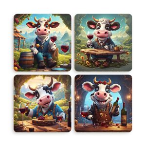114 Cows & Corks Drink Coasters